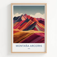 Montana Arcoiris Poster - Peru Travel Art - Vibrant Striped Peaks Home Decor