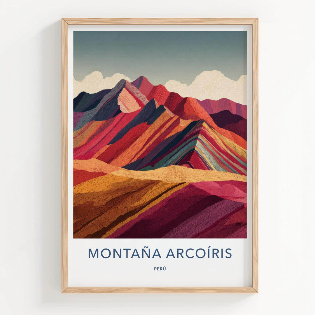 Montana Arcoiris Poster - Peru Travel Art - Vibrant Striped Peaks Home Decor