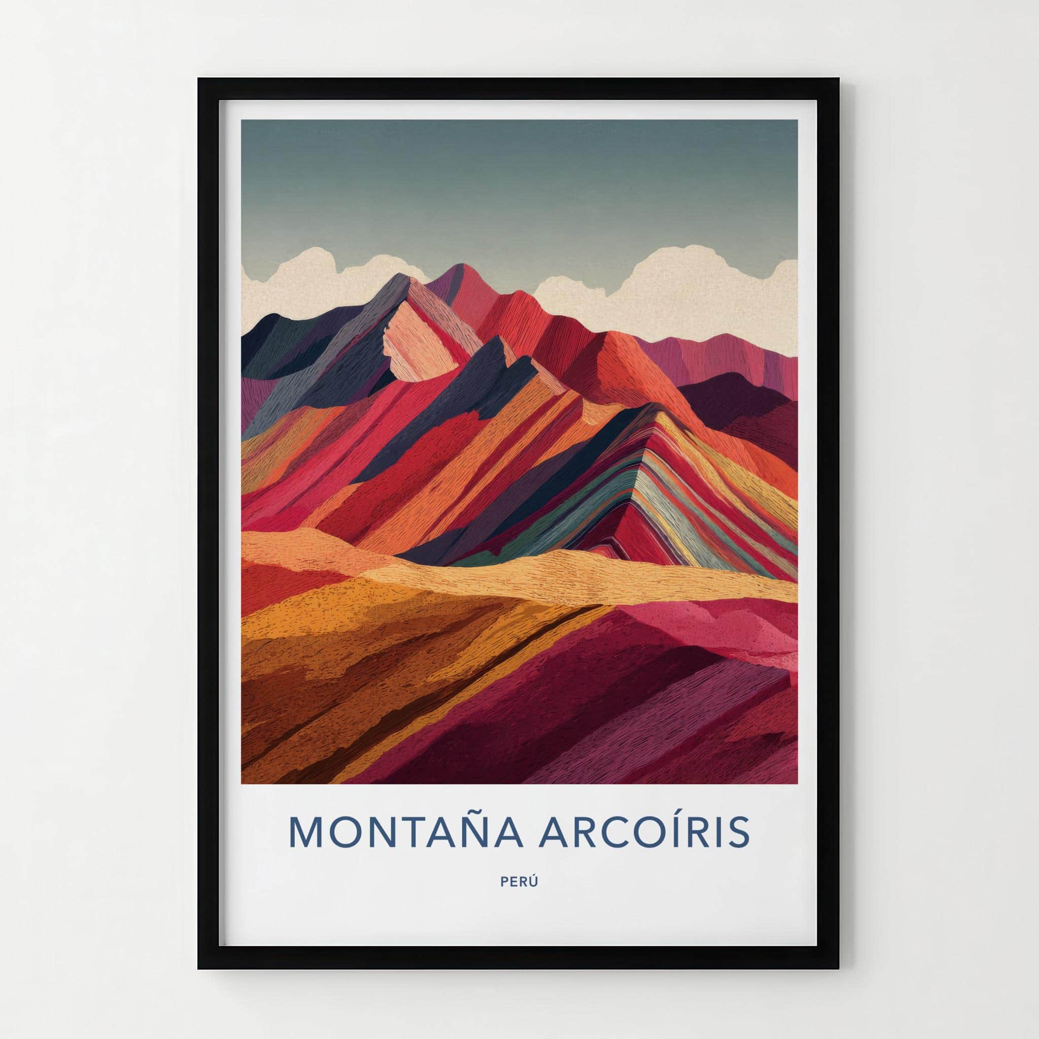 Montana Arcoiris Poster - Peru Travel Art - Vibrant Striped Peaks Home Decor