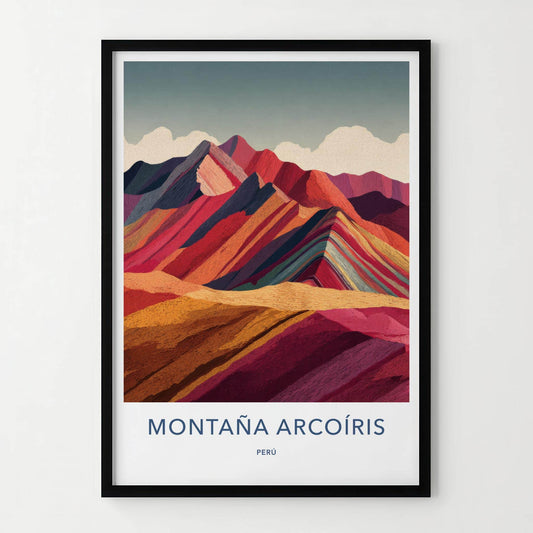 Montana Arcoiris Poster - Peru Travel Art - Vibrant Striped Peaks Home Decor