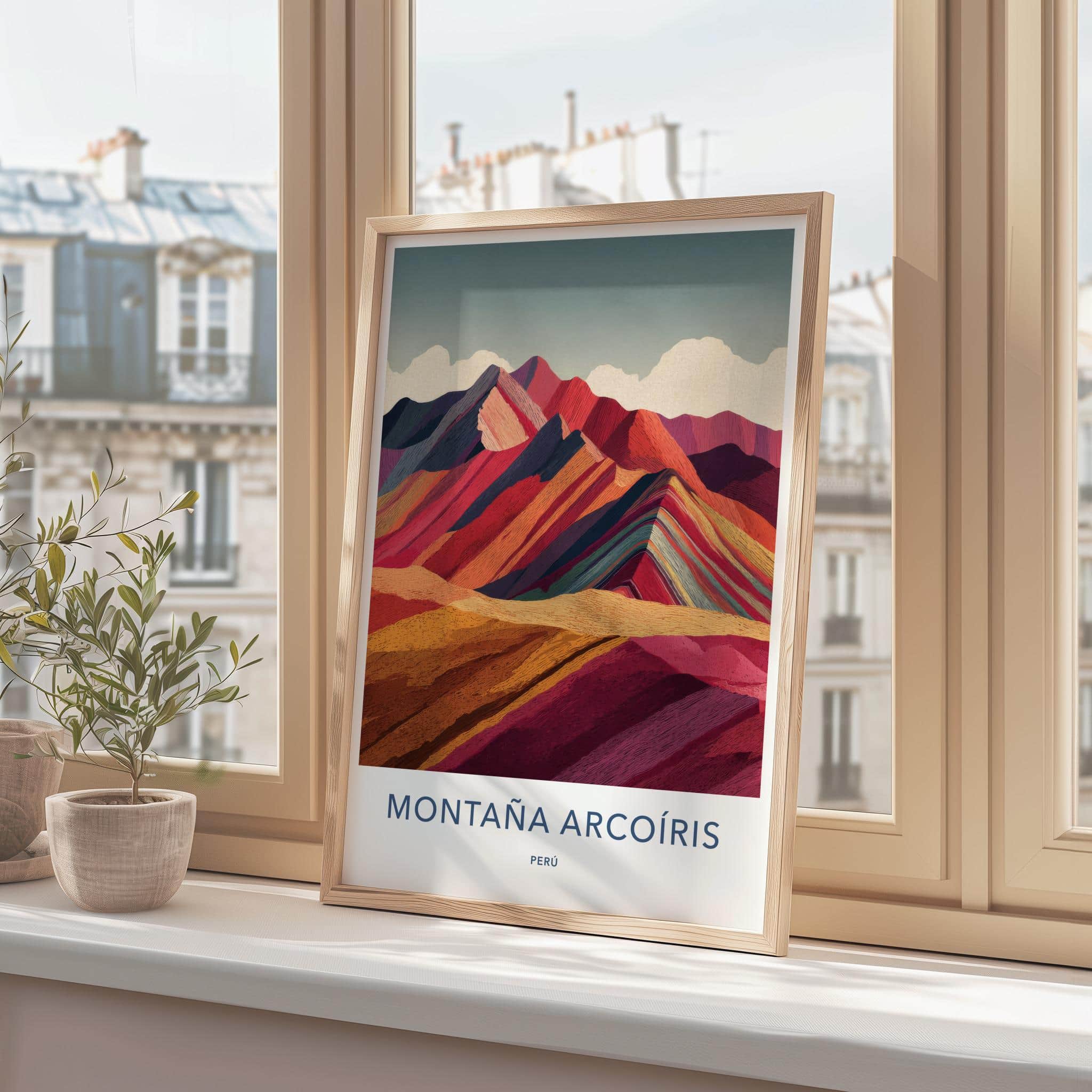 Montana Arcoiris Poster - Peru Travel Art - Vibrant Striped Peaks Home Decor