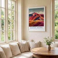 Montana Arcoiris Poster - Peru Travel Art - Vibrant Striped Peaks Home Decor
