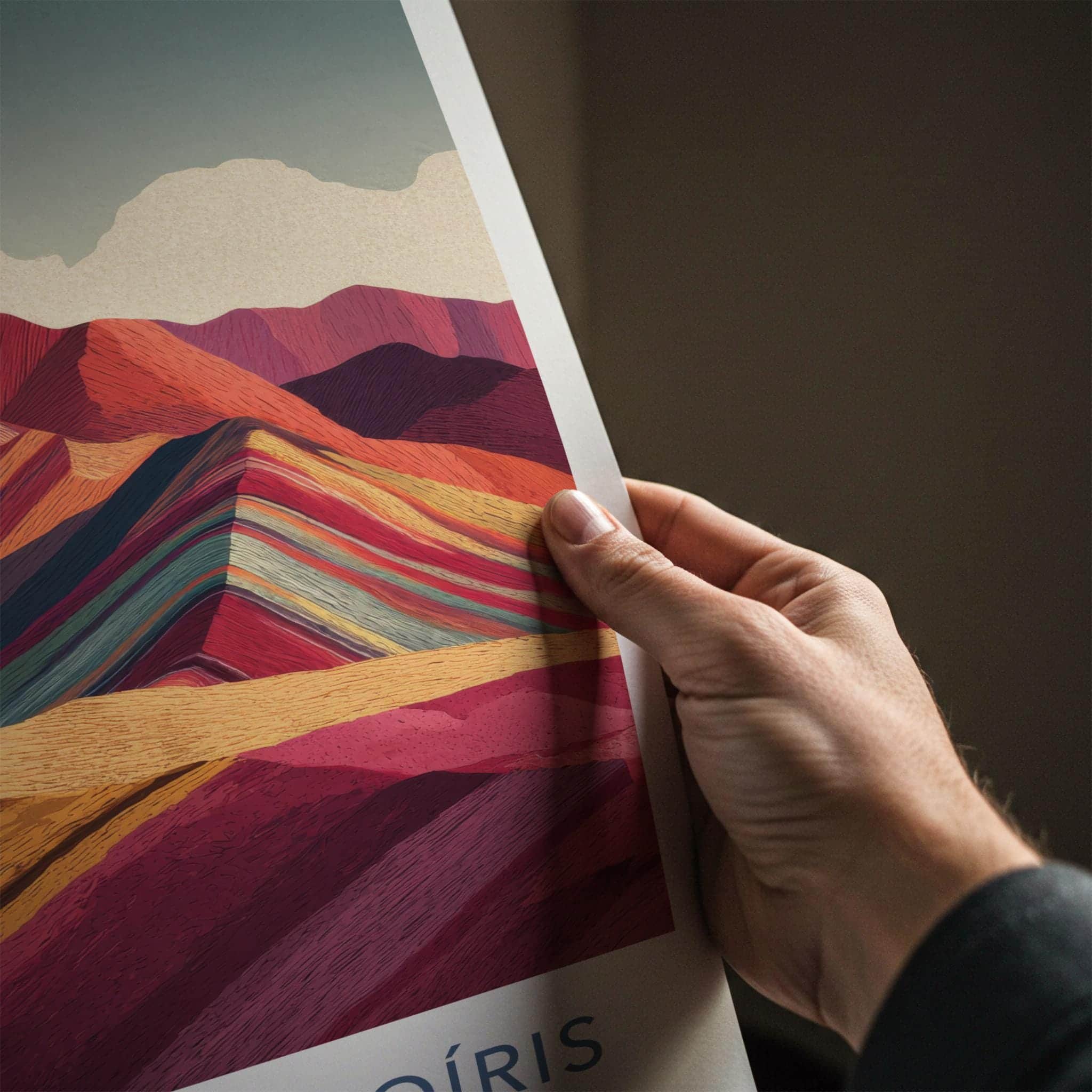 Montana Arcoiris Poster - Peru Travel Art - Vibrant Striped Peaks Home Decor