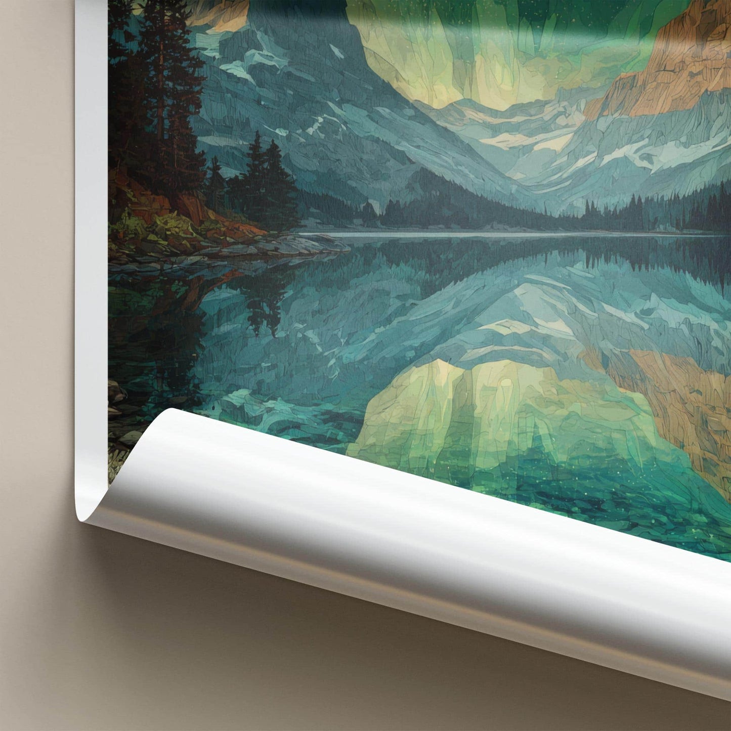 Montana Poster - Montana Travel Art - Mountain Lake Aurora Home Decor