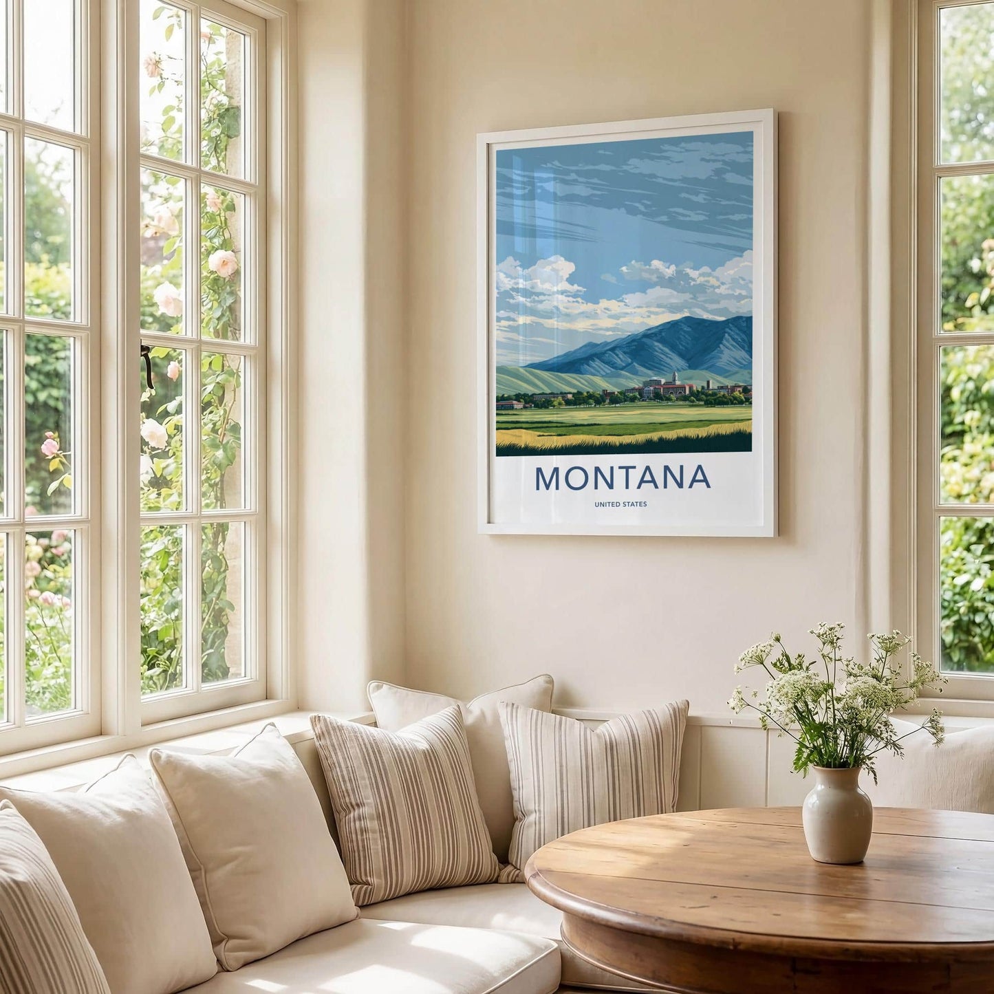 Montana Poster - Montana Travel Art - Mountain Town Fields Home Decor
