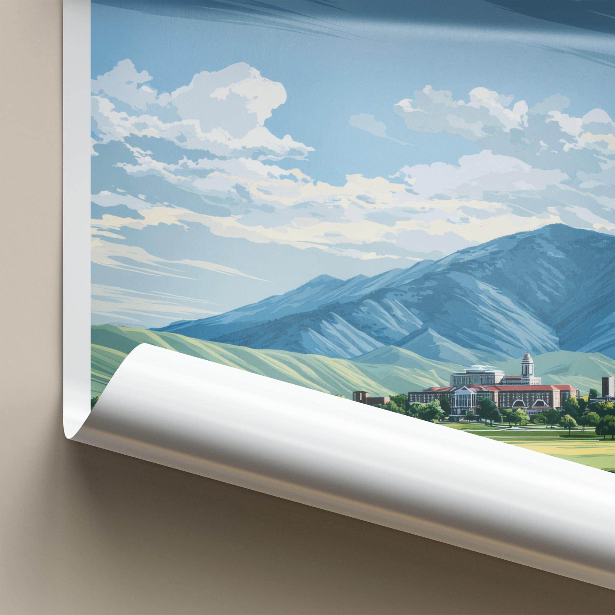 Montana Poster - Montana Travel Art - Mountain Town Fields Home Decor