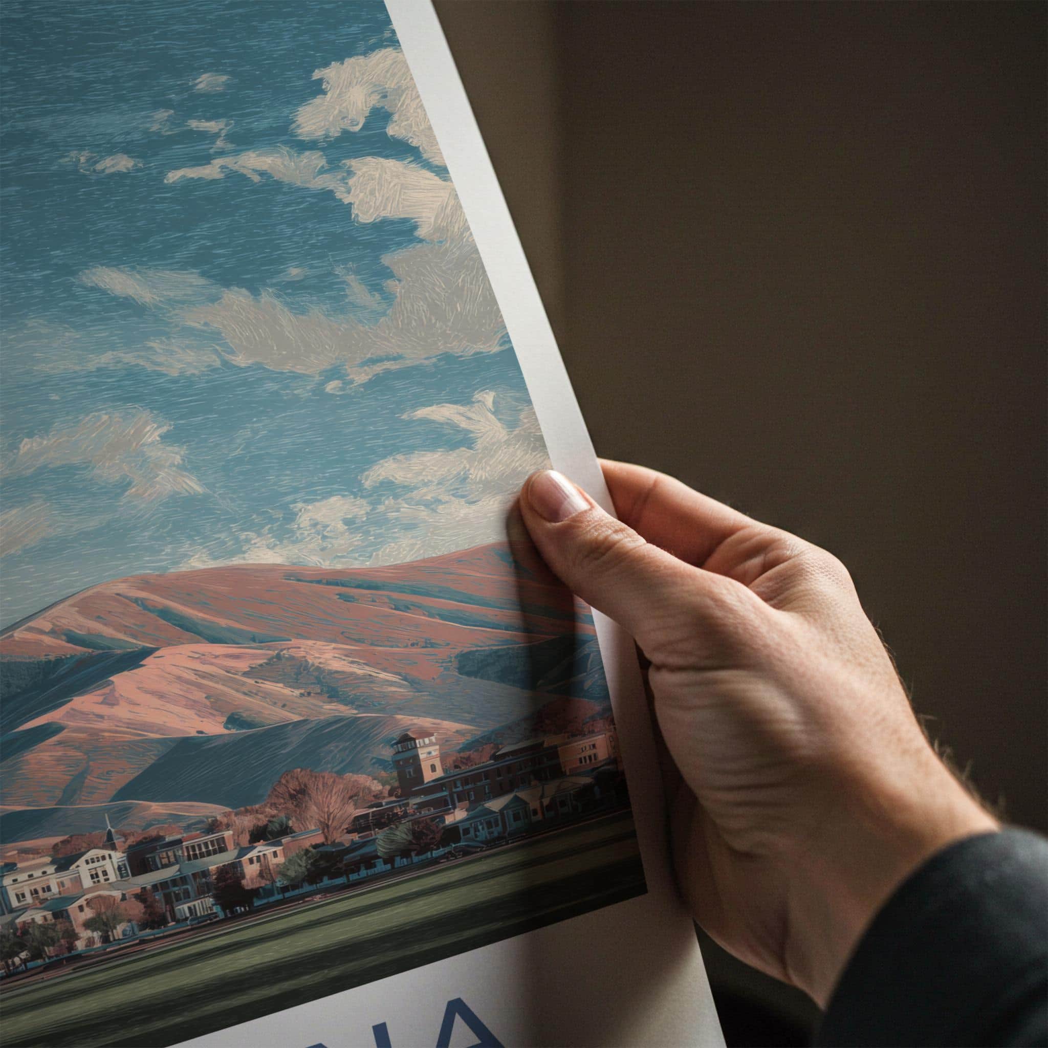 Montana Poster - Montana Travel Art - Mountainous Cityscape View Home Decor