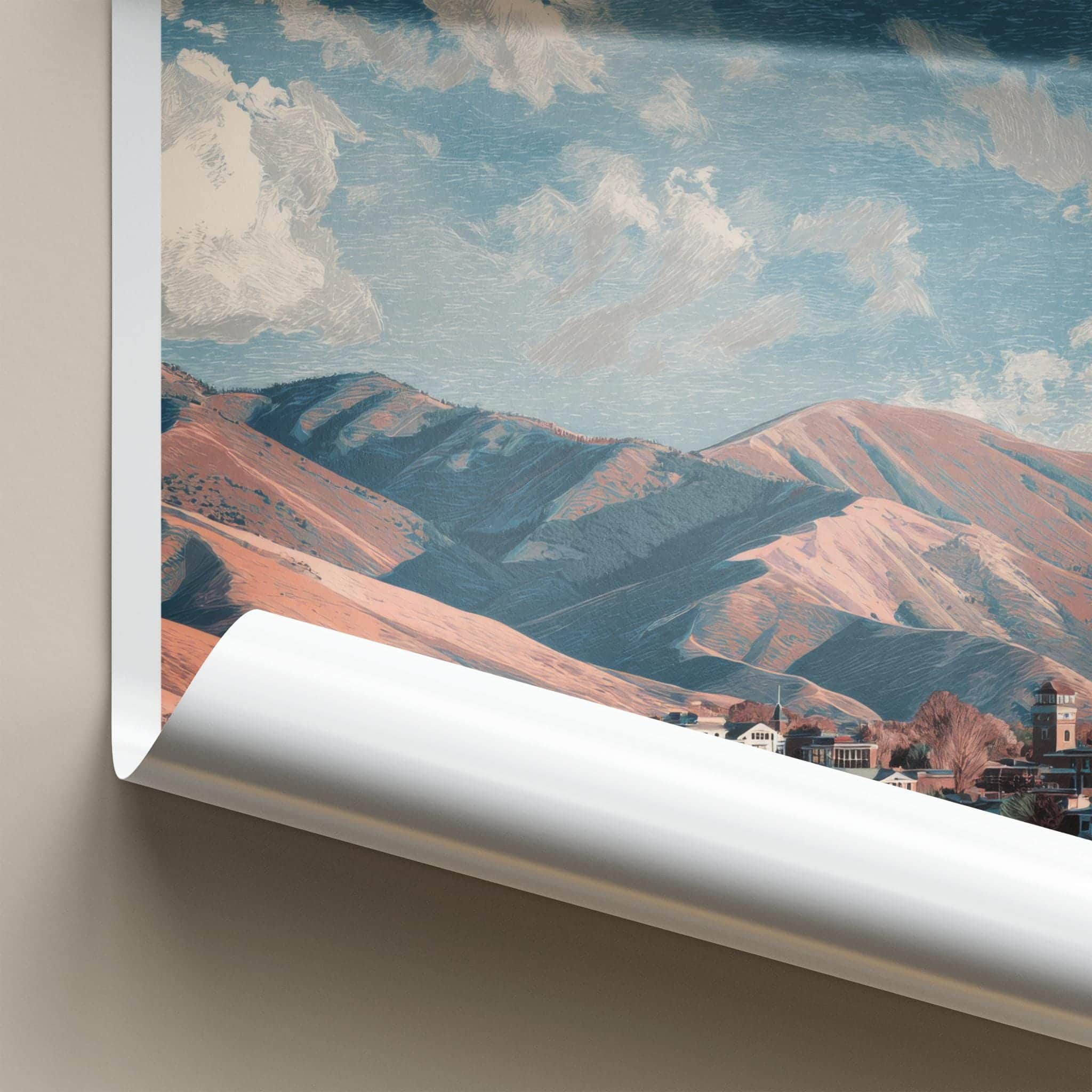 Montana Poster - Montana Travel Art - Mountainous Cityscape View Home Decor