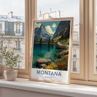 Montana Poster - Montana Travel Art - Turquoise Lake Wildflowers Home Decor