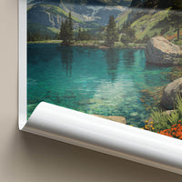 Montana Poster - Montana Travel Art - Turquoise Lake Wildflowers Home Decor