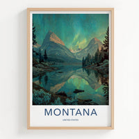 Montana Poster - Montana Wall Art - Northern Lights Reflection Home Decor