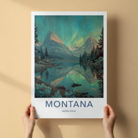 Montana Poster - Montana Wall Art - Northern Lights Reflection Home Decor