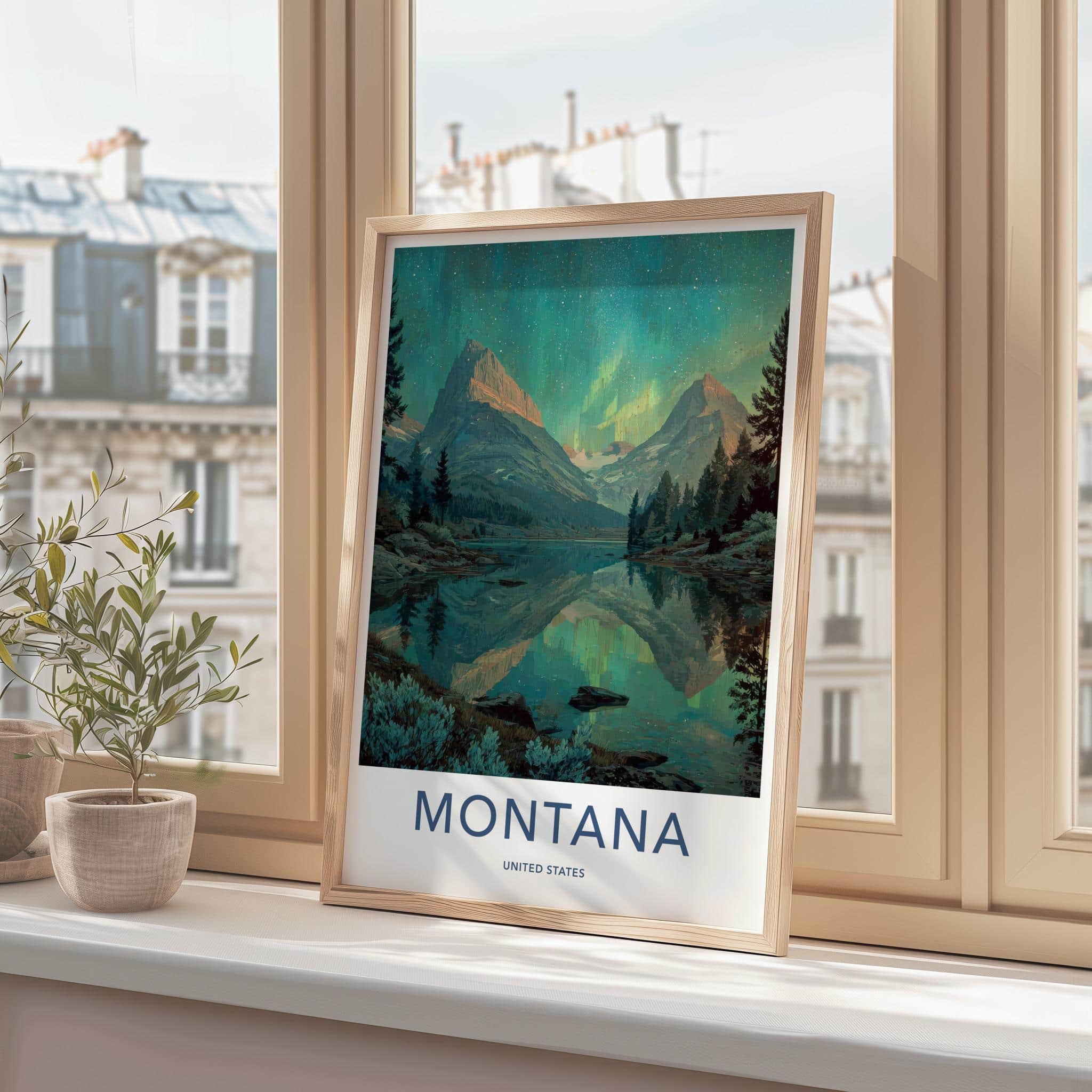 Montana Poster - Montana Wall Art - Northern Lights Reflection Home Decor