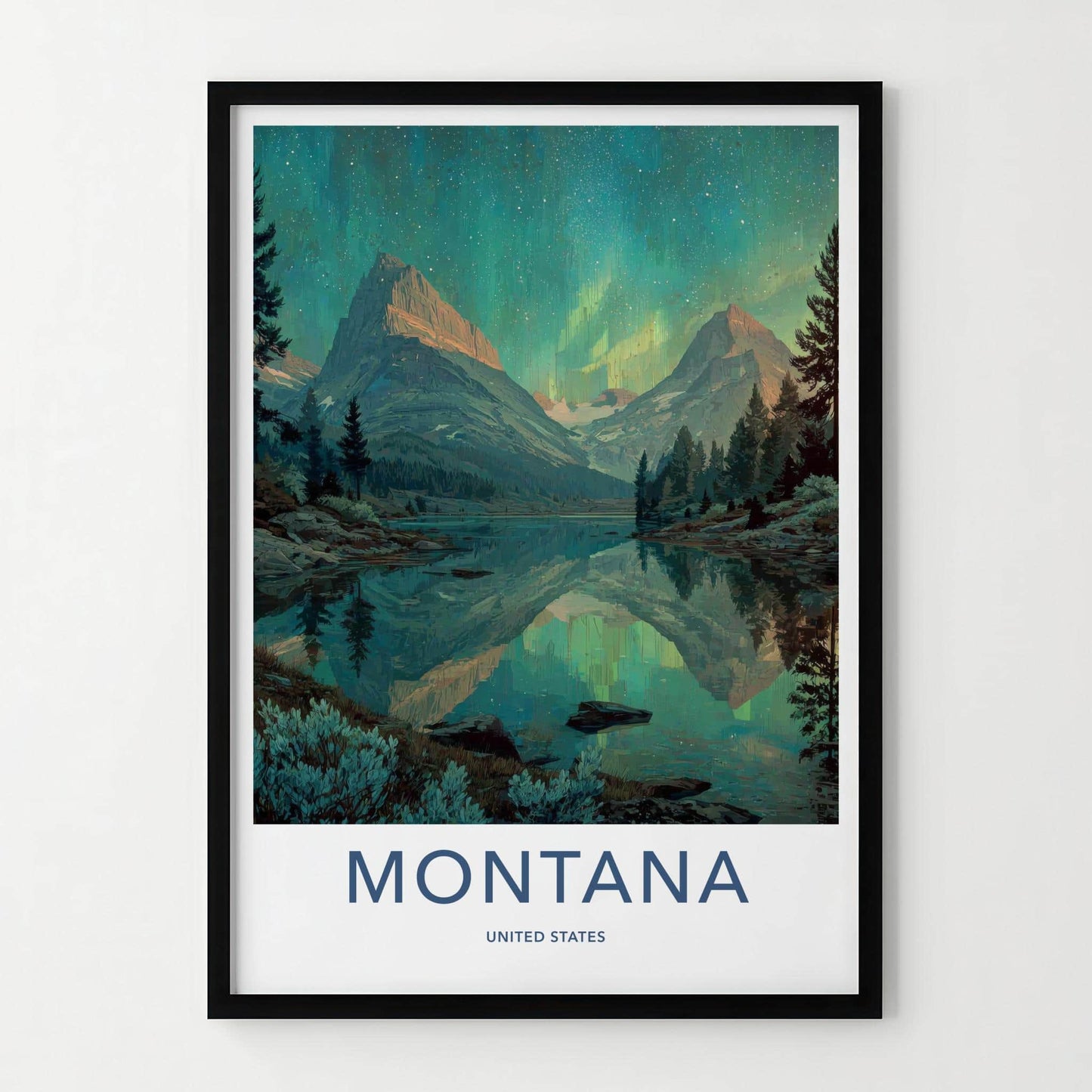 Montana Poster - Montana Wall Art - Northern Lights Reflection Home Decor