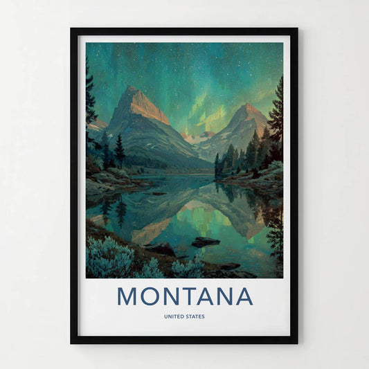 Montana Poster - Montana Wall Art - Northern Lights Reflection Home Decor