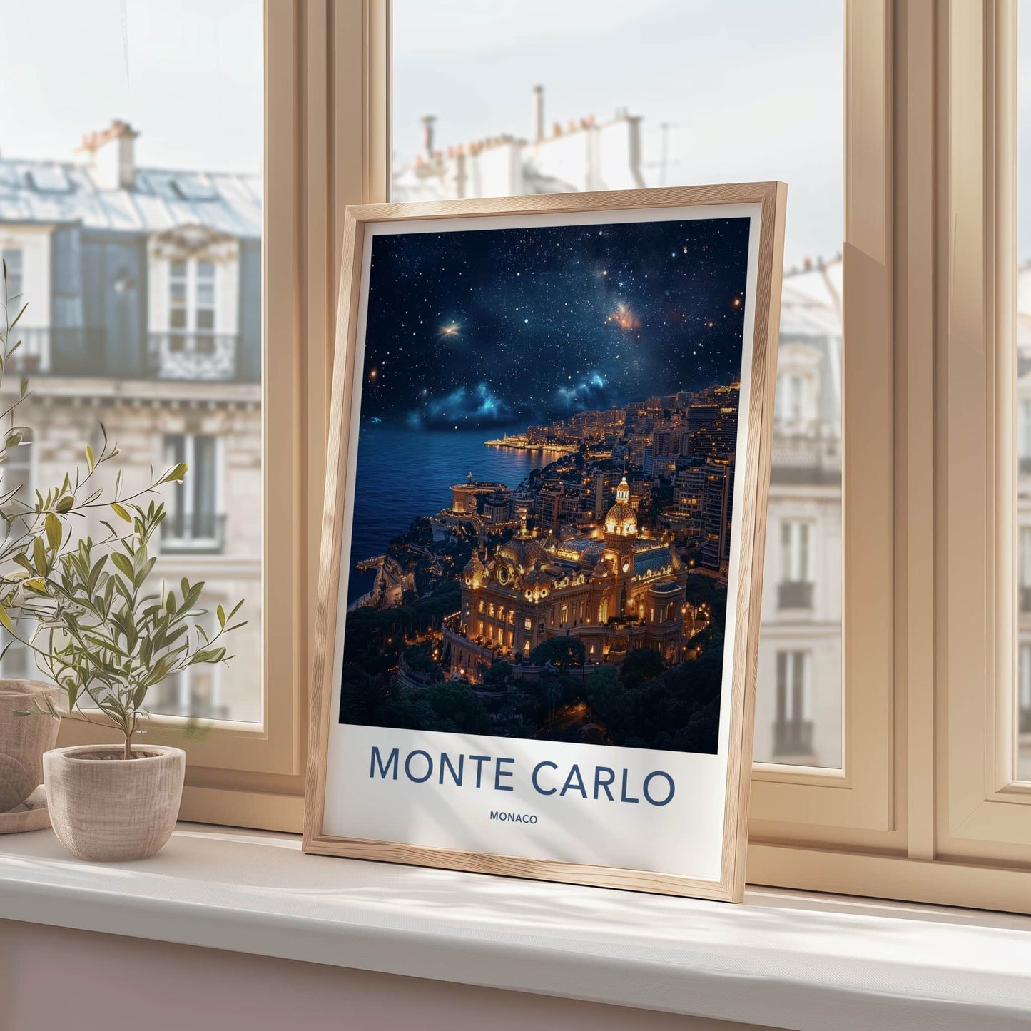 Monte Carlo Poster - Monaco Art Print - Starry City Night Home Decor