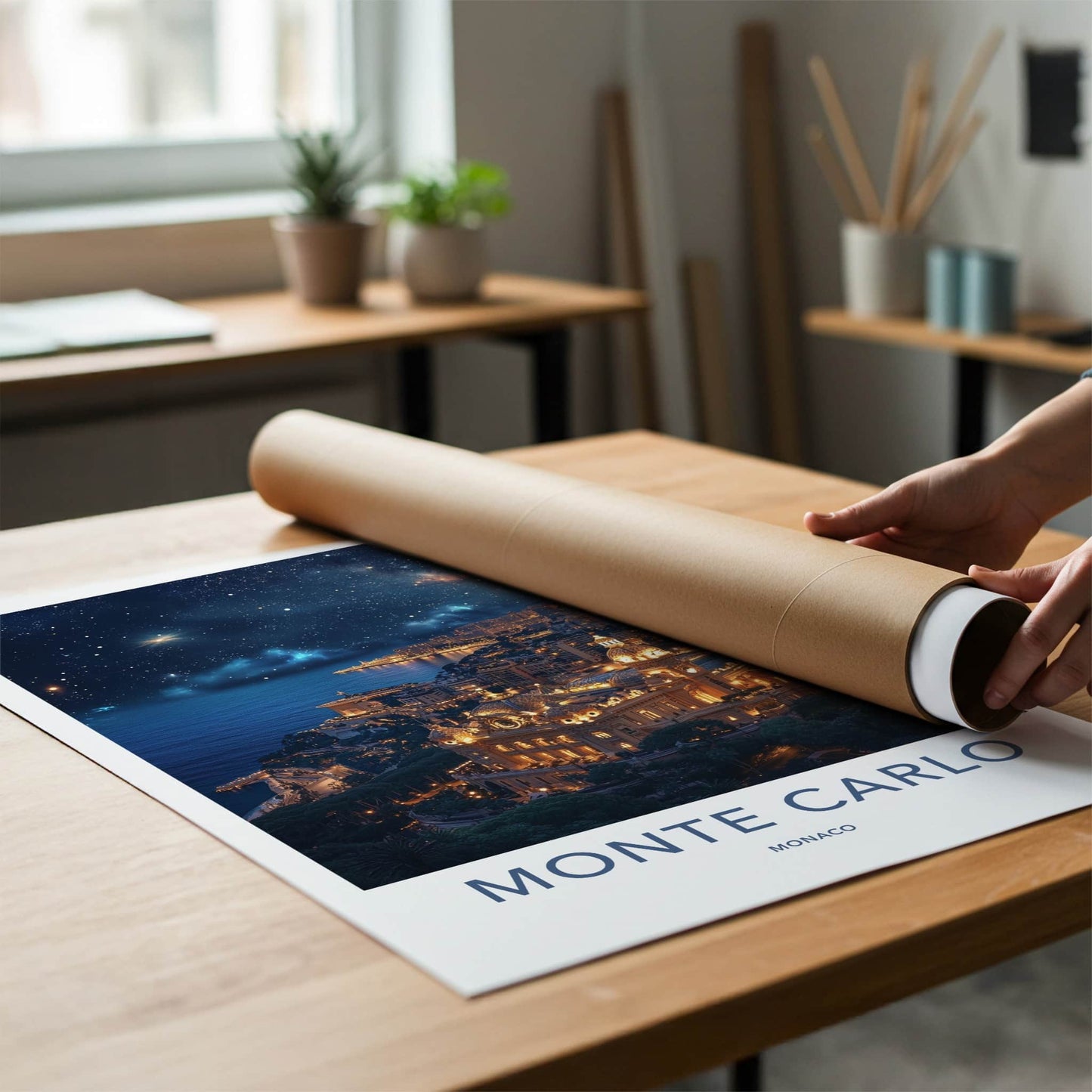 Monte Carlo Poster - Monaco Art Print - Starry City Night Home Decor