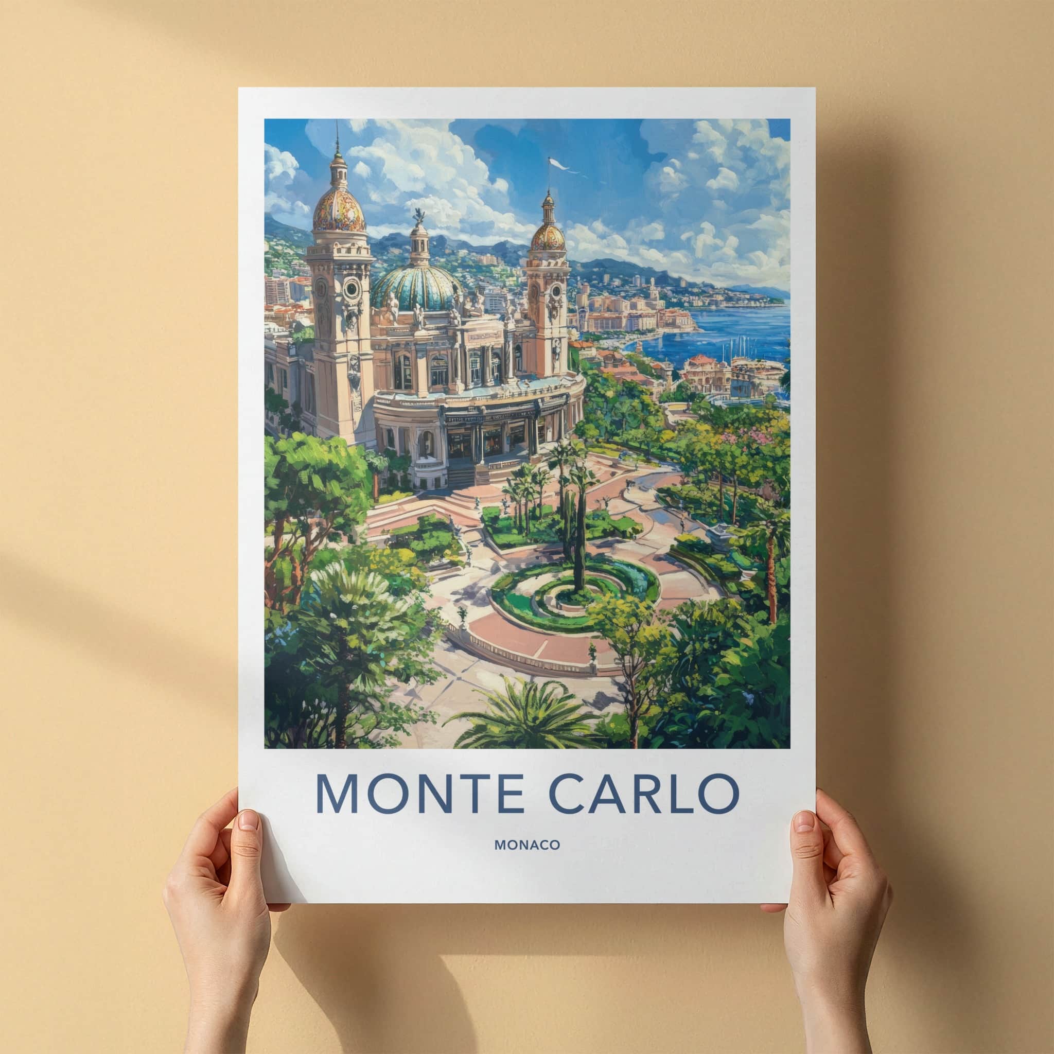 Monte Carlo Poster - Monaco Travel Art - Grand Casino Gardens Home Decor