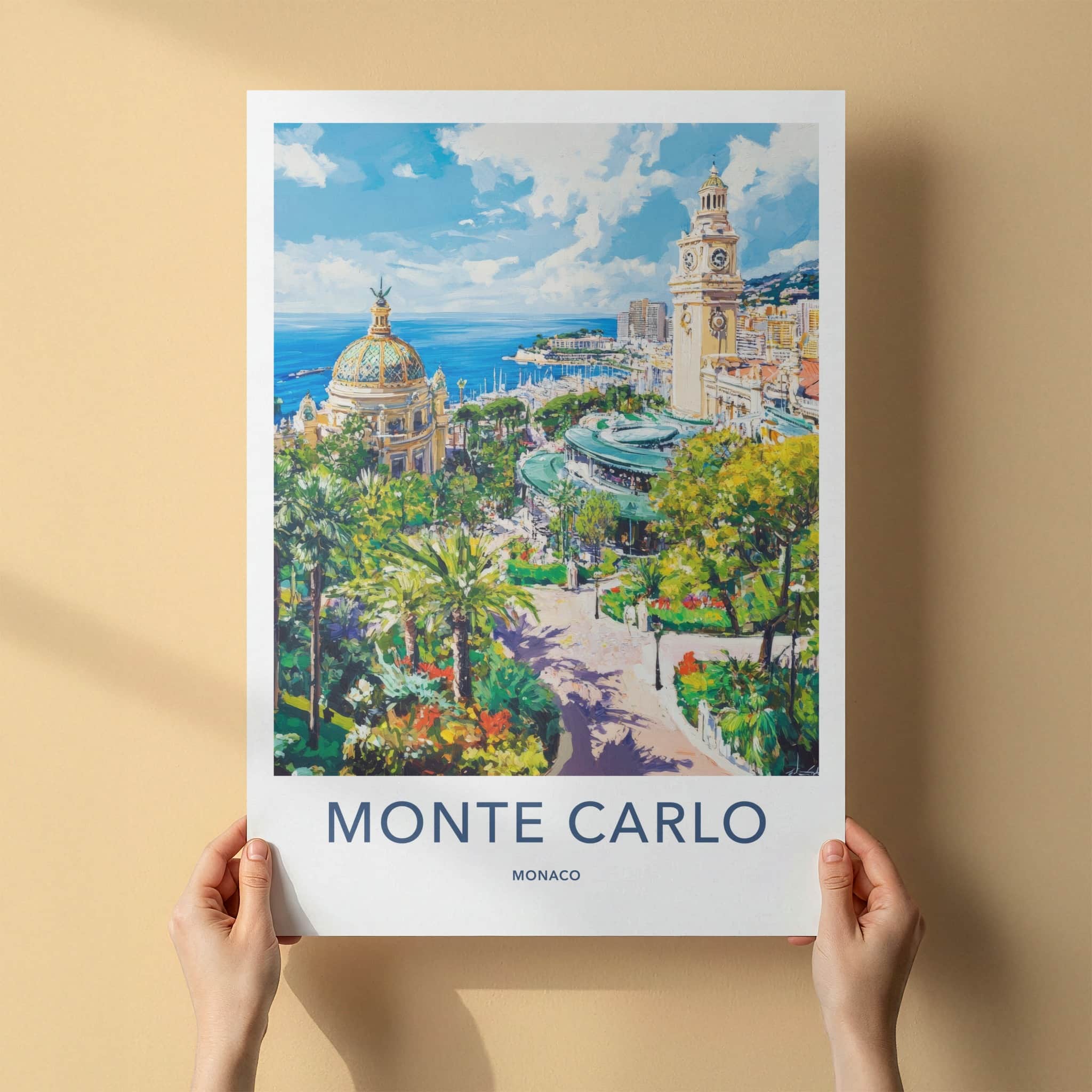 Monte Carlo Poster - Monaco Travel Art - Lush garden overlook Home Decor