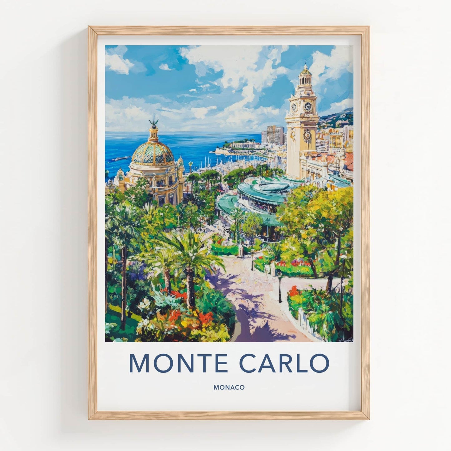 Monte Carlo Poster - Monaco Travel Art - Lush garden overlook Home Decor