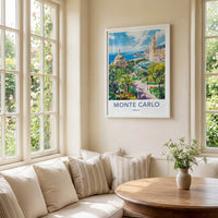 Monte Carlo Poster - Monaco Travel Art - Lush garden overlook Home Decor