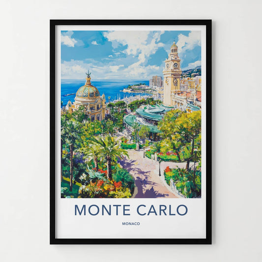 Monte Carlo Poster - Monaco Travel Art - Lush garden overlook Home Decor