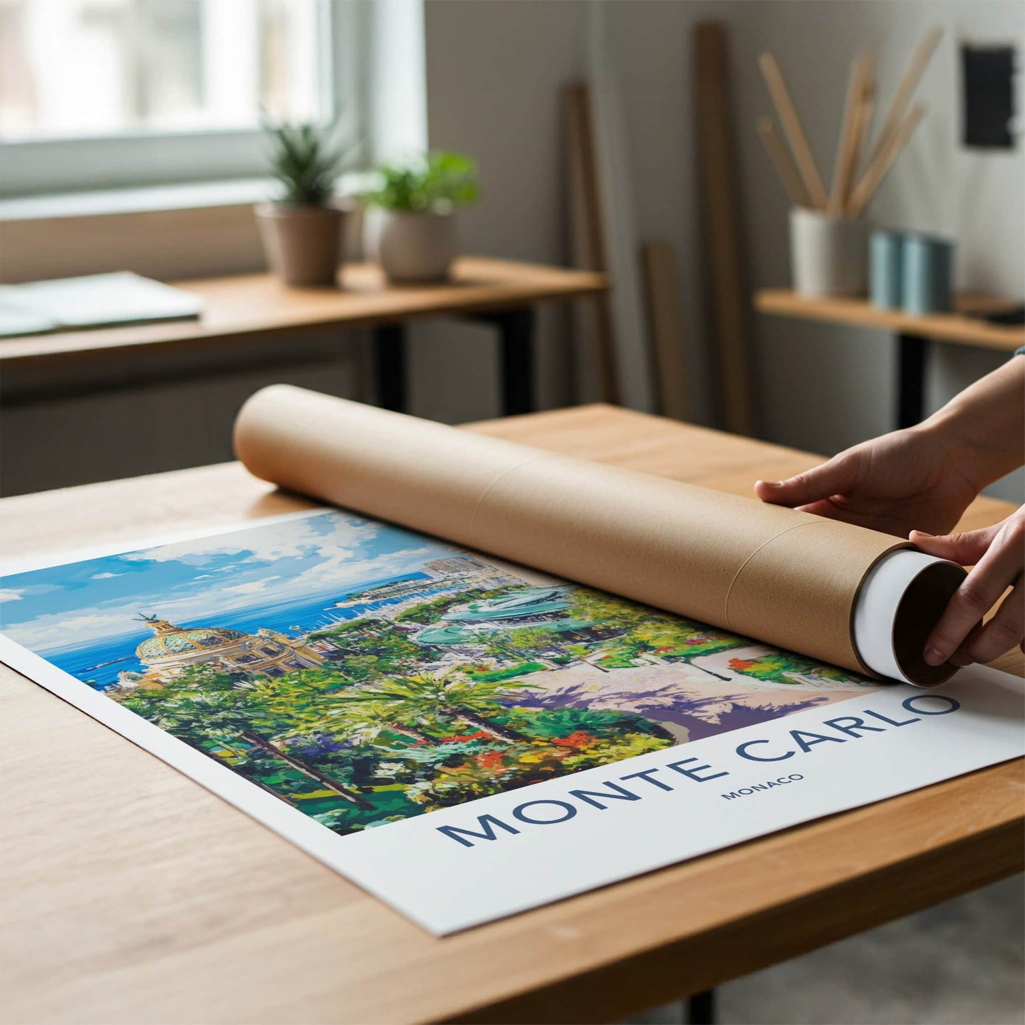 Monte Carlo Poster - Monaco Travel Art - Lush garden overlook Home Decor