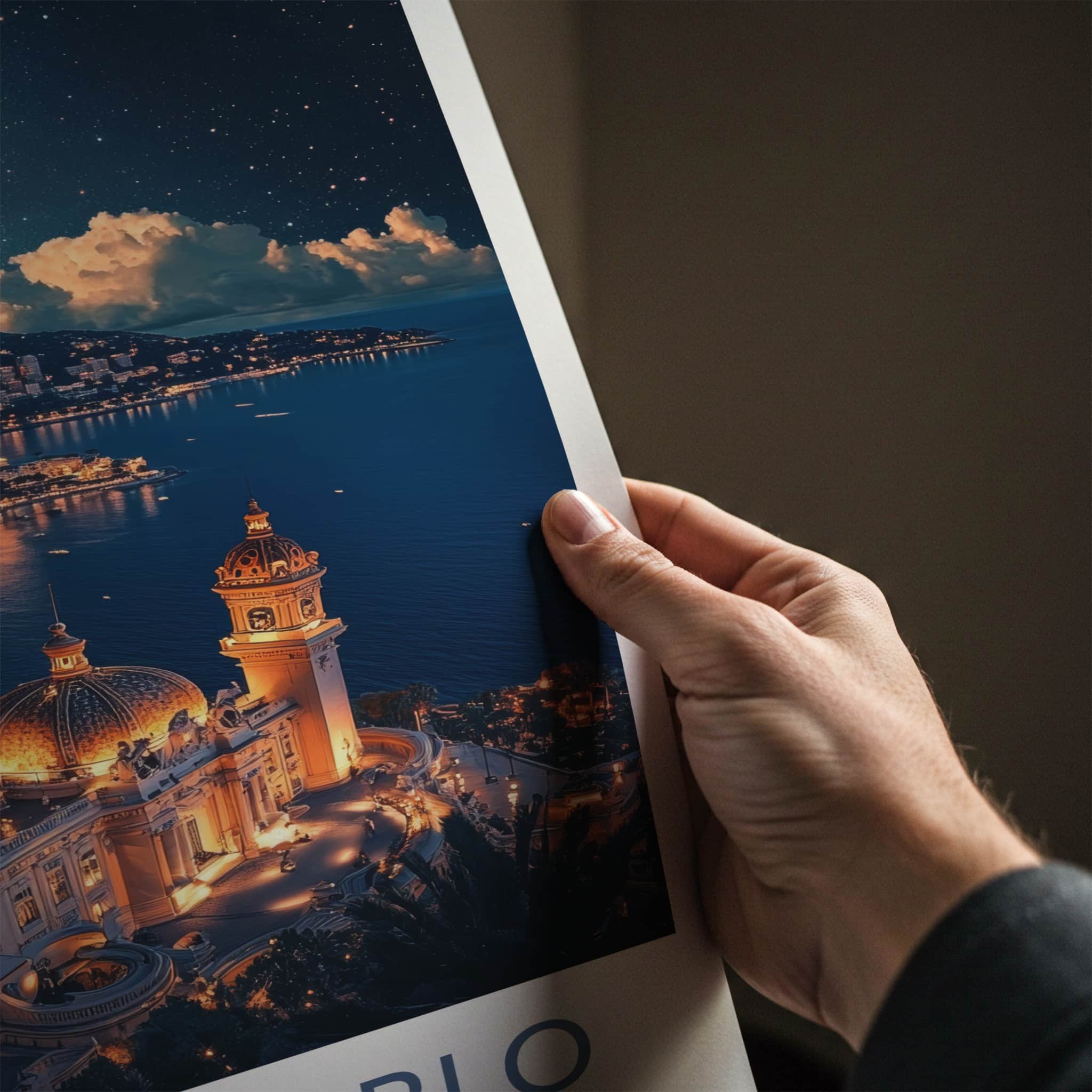 Monte Carlo Poster - Monaco Travel Art - Starry Night Cityscape Home Decor