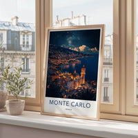 Monte Carlo Poster - Monaco Travel Art - Starry Night Cityscape Home Decor
