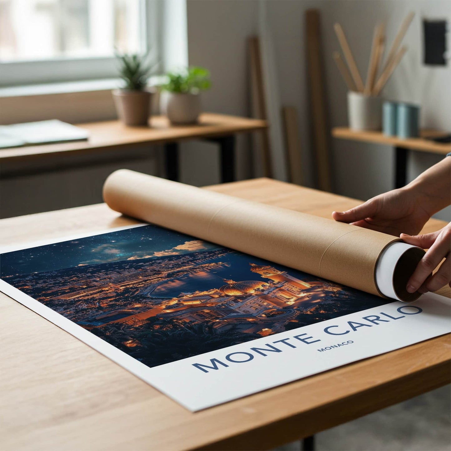 Monte Carlo Poster - Monaco Travel Art - Starry Night Cityscape Home Decor