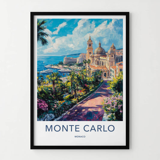 Monte Carlo Poster - Monaco Travel Art - Vibrant Coastal Panorama Home Decor