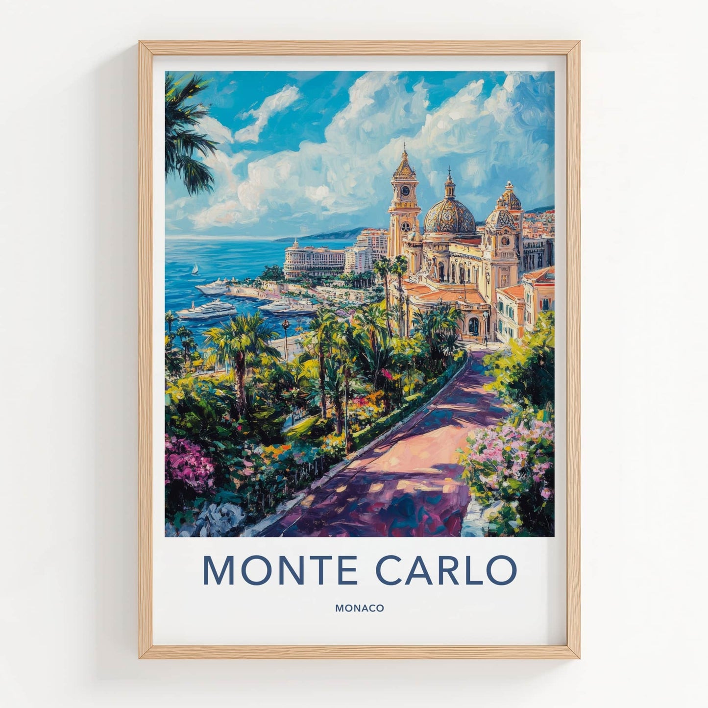 Monte Carlo Poster - Monaco Travel Art - Vibrant Coastal Panorama Home Decor