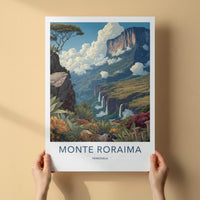 Monte Roraima Poster - Venezuela Travel Art - Towering Cliff Waterfalls Home Decor