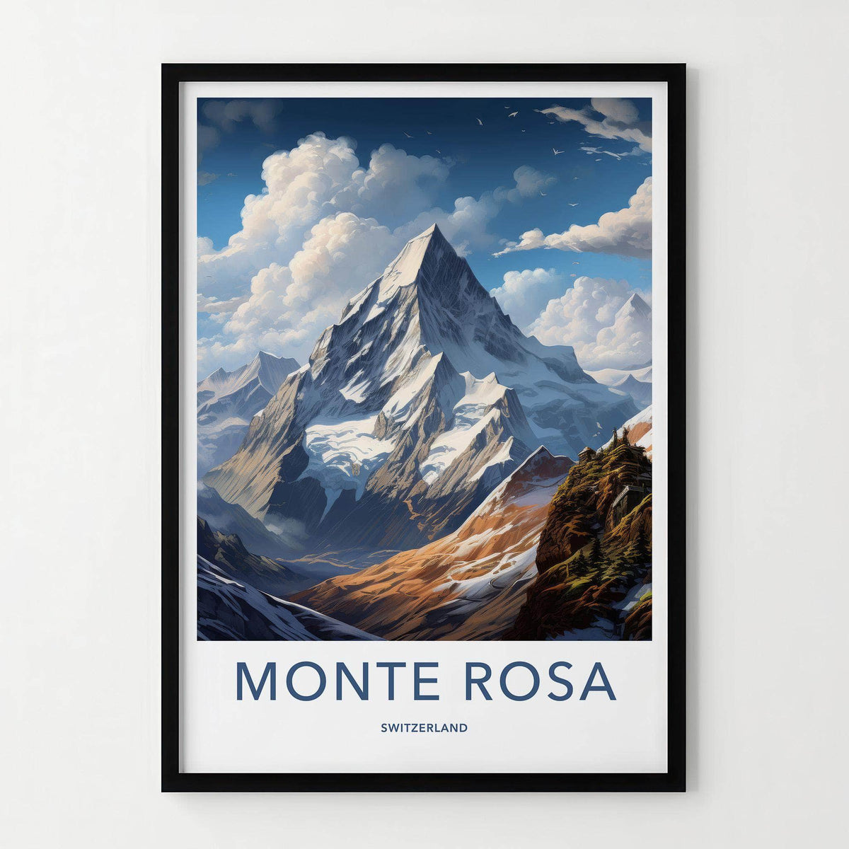Monte Rosa Poster - Majestic Alpine Mountain Wall Decor With Scenic