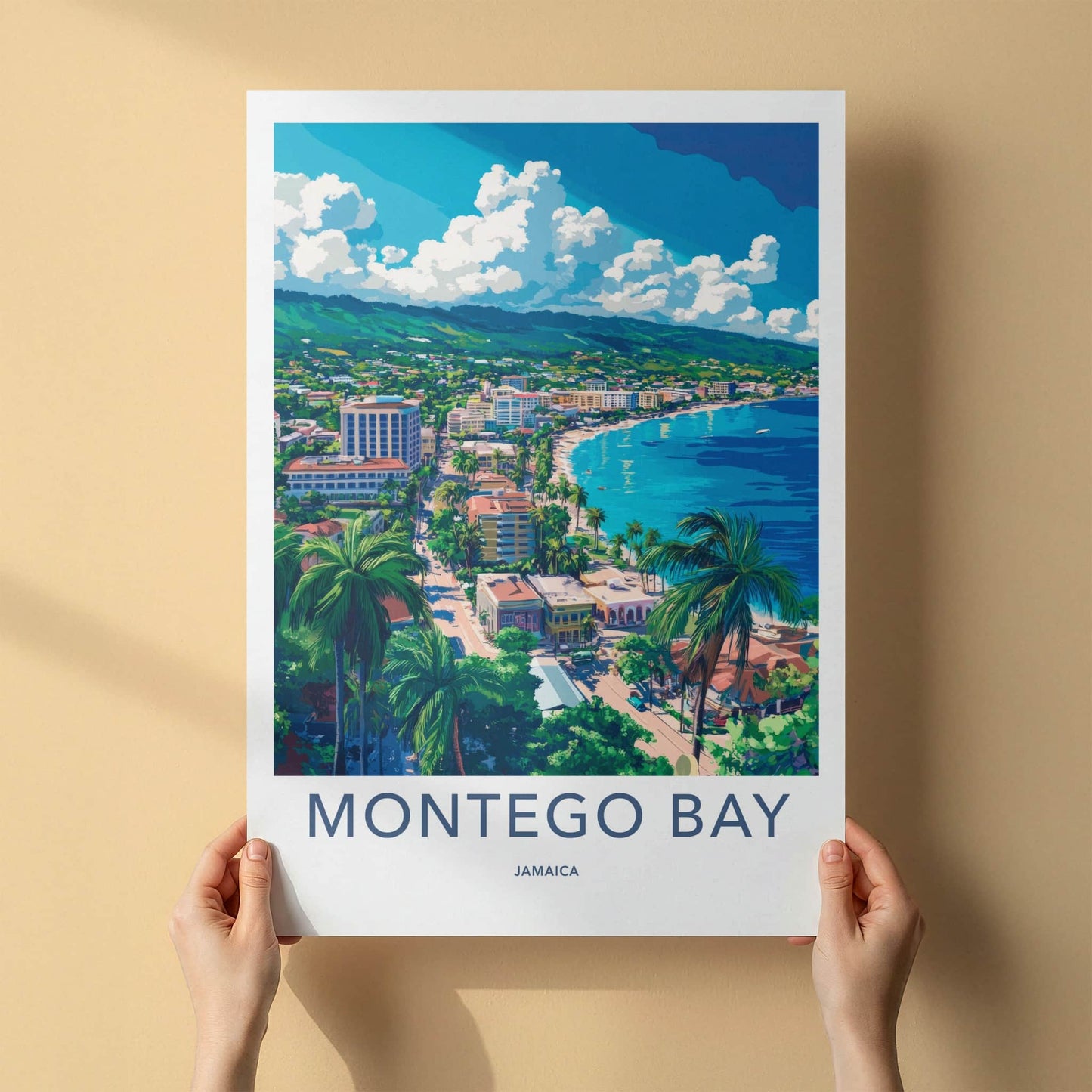 Montego Bay Poster - Jamaica Travel Art - Tropical Beach Panorama Home Decor