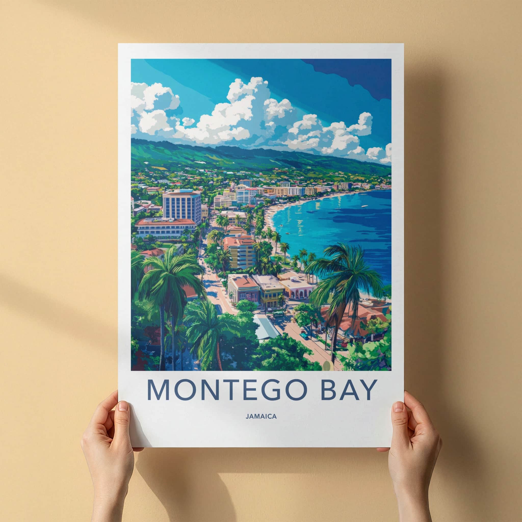 Montego Bay Poster - Jamaica Travel Art - Tropical Beach Panorama Home Decor