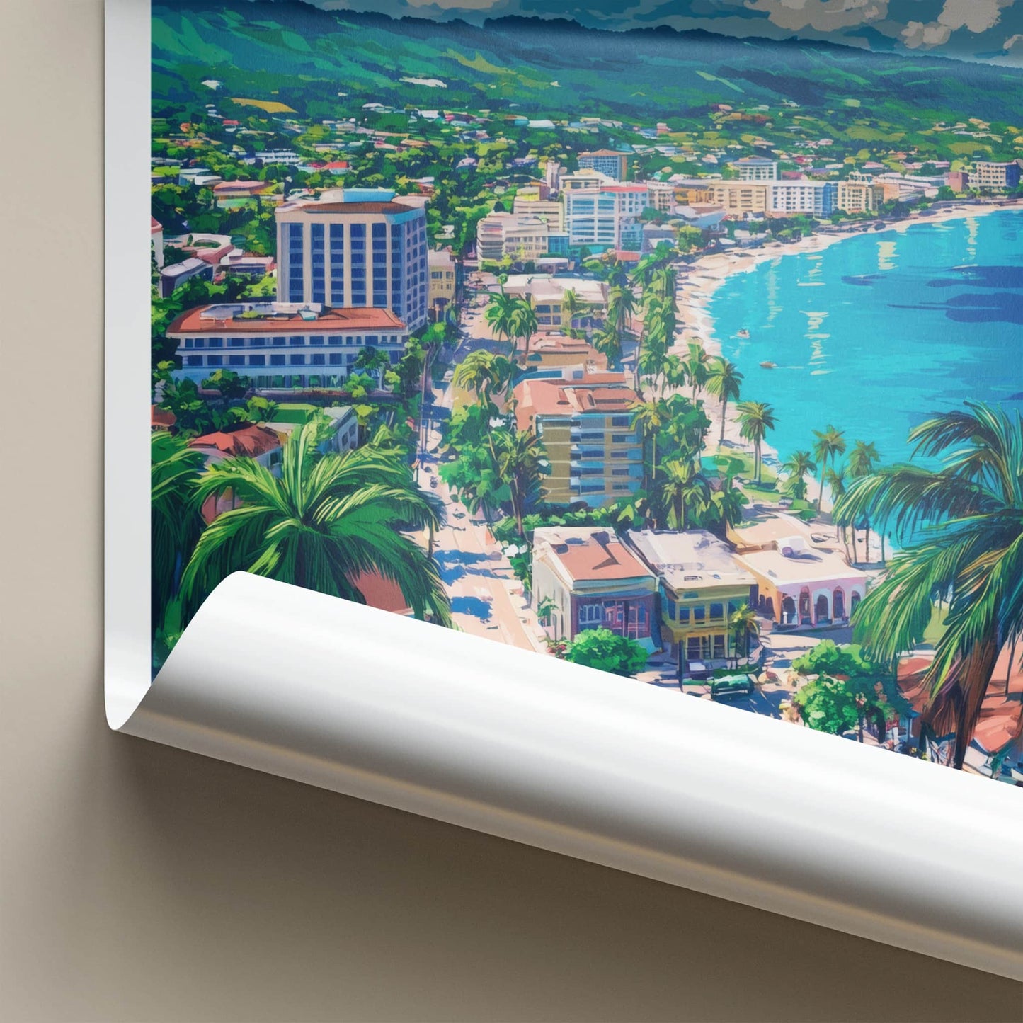 Montego Bay Poster - Jamaica Travel Art - Tropical Beach Panorama Home Decor