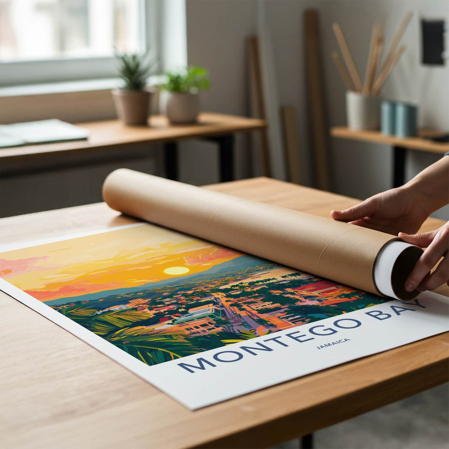 Montego Bay Poster - Jamaica Travel Art - Vibrant Sunset Bay Home Decor