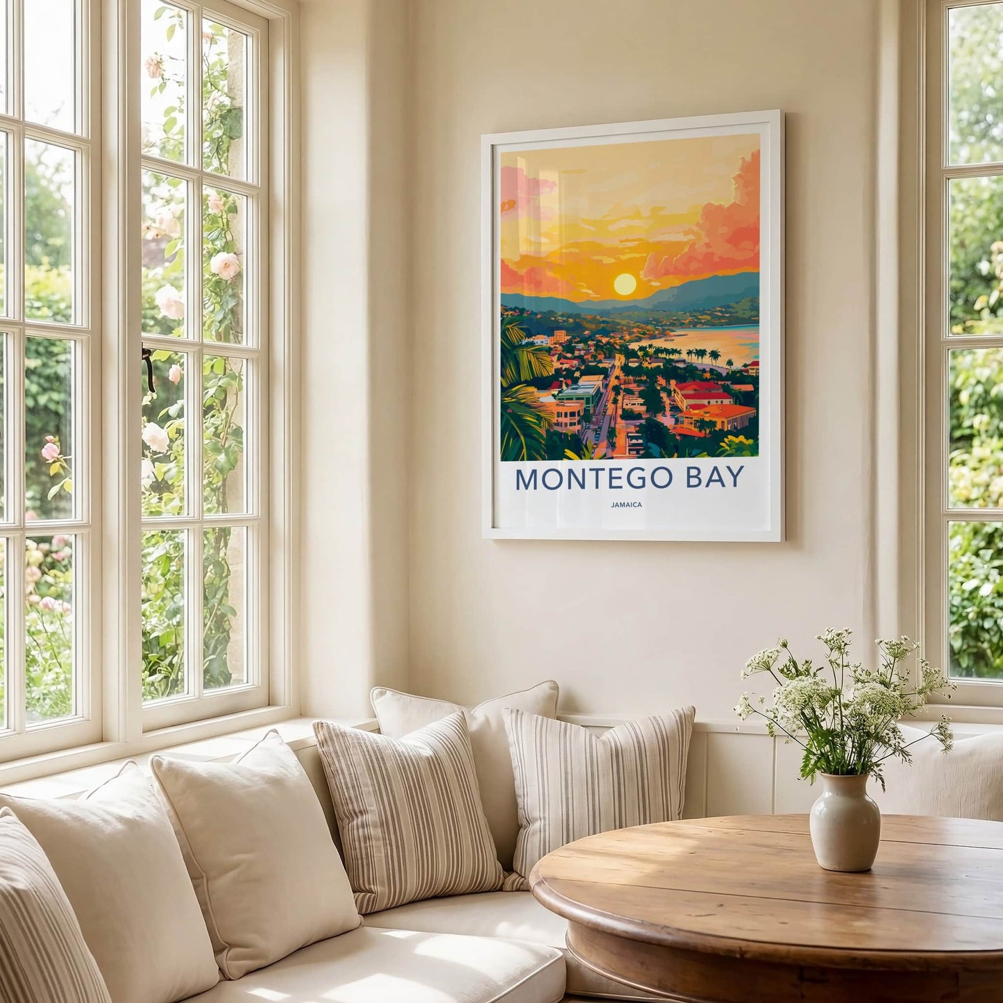 Montego Bay Poster - Jamaica Travel Art - Vibrant Sunset Bay Home Decor