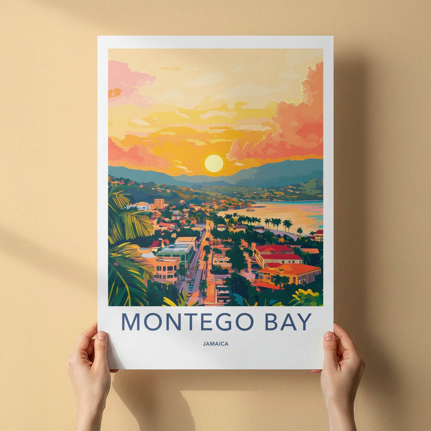 Montego Bay Poster - Jamaica Travel Art - Vibrant Sunset Bay Home Decor