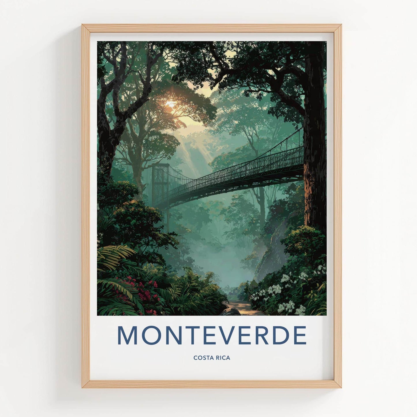 Monteverde Poster - Costa Rica Travel Art - Cloud Forest Bridge Home Decor