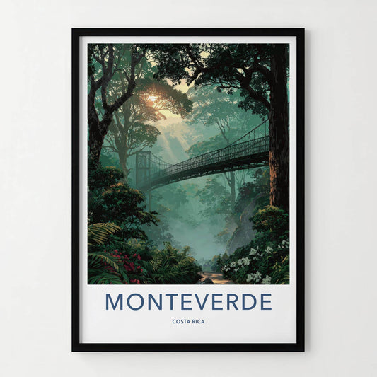Monteverde Poster - Costa Rica Travel Art - Cloud Forest Bridge Home Decor