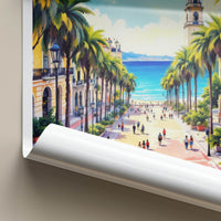 Montevideo Poster - Uruguay Travel Art - Coastal Palm Street Home Decor