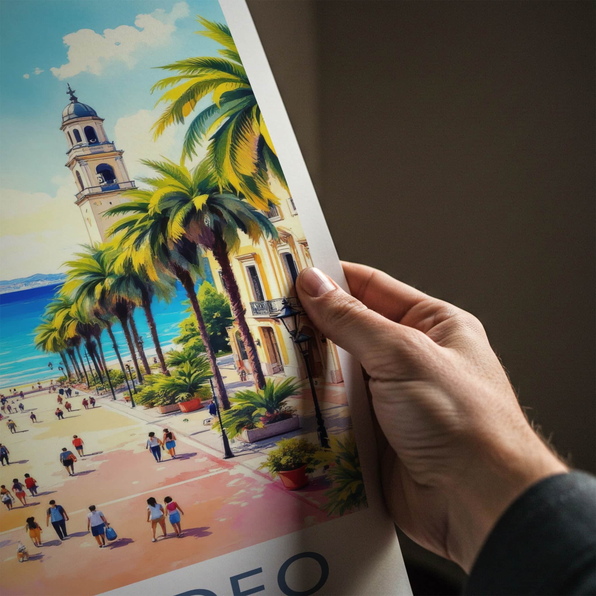 Montevideo Poster - Uruguay Travel Art - Coastal Palm Street Home Decor
