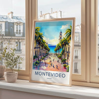 Montevideo Poster - Uruguay Travel Art - Coastal Palm Street Home Decor