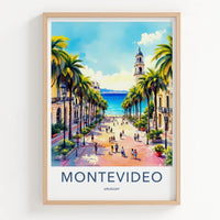 Montevideo Poster - Uruguay Travel Art - Coastal Palm Street Home Decor