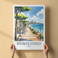 Montevideo Poster - Uruguay Travel Art - Oceanfront Promenade Buildings Gallery Art