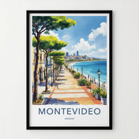 Montevideo Poster - Uruguay Travel Art - Oceanfront Promenade Buildings Gallery Art