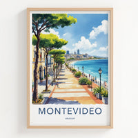 Montevideo Poster - Uruguay Travel Art - Oceanfront Promenade Buildings Gallery Art