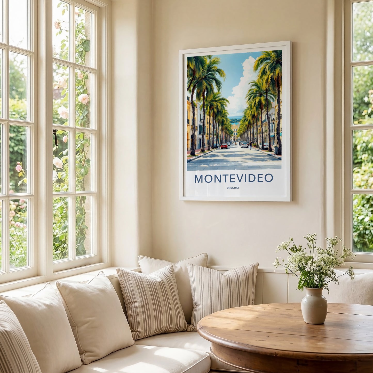 Montevideo Poster - Uruguay Travel Art - Palm Lined Street Home Decor